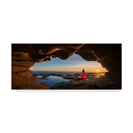 Jingshu Zhu 'Cave Woman In Red' Canvas Art,10x24